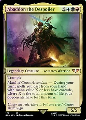 1x Abaddon The Despoiler - Foil (171) NM-Mint English Commander: Warhammer 400 • $1.64