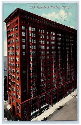 Chicago Illinois IL Postcard Monadnock Building Exterior Roadside 1912 Antique • $9.95