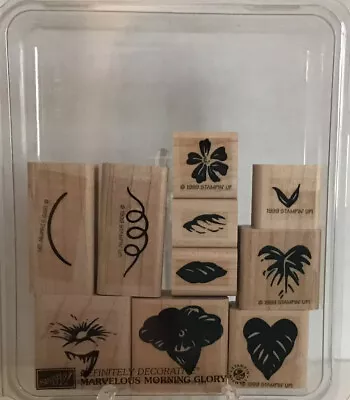 Stampin Up Wood Mounted Rubber Stamp Set MARVELOUS MORNING GLORY  10 Stamps C003 • $4.99