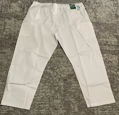 Landau Mens Brand New Scrub Pants Performance  Twill W/Pockets White 4XL • $10.99