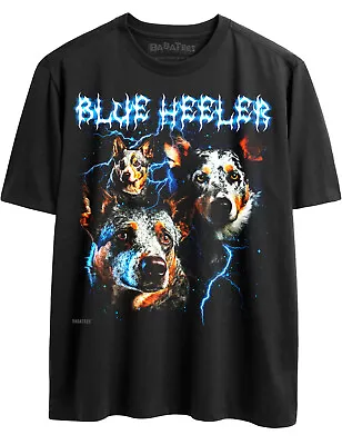 Epic Blue Heeler Retro 80s Glam Heavy Metal Tshirt For Men & Women Dog Owner • $21.99