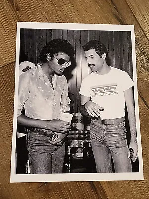 FREDDIE MERCURY / MICHAEL JACKSON Art Print Photo Rare 8  X 10   QUEEN Vintage  • $8.99