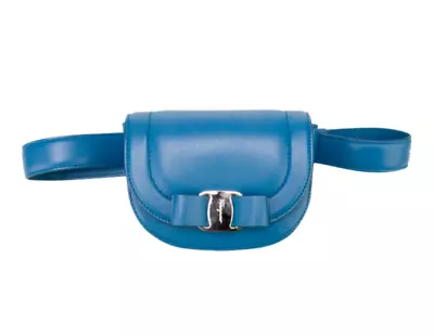 Salvatore Ferragamo Azure Calf Leather Bow Small Belt Waist Bag • $350