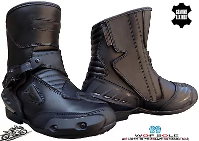 Mens Real Leather Short Ce Motorbike Motorcycle Racing Sports Shoes Buckle Boots • $55.94