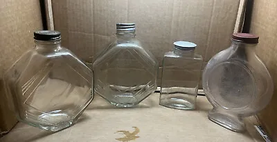 Vintage Unmarked Glass Bottle Lot With Lids (4) • $25