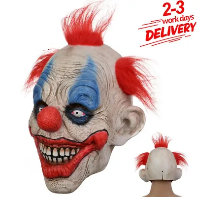 Scary Clown Mask Halloween Horror Cosplay Fancy Dress Costume Face Mask Latex • £9.90