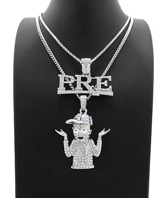 Hip Hop Iced Young Dolph DG BOY & PRE Pendant & 20  24  Box Cuban Chain Necklace • $15.99