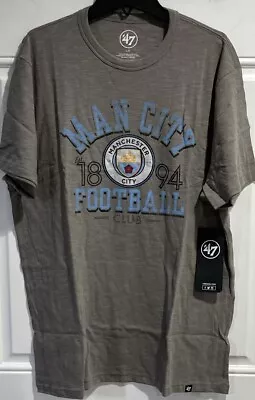 Manchester City FC Crest Logo EPL Soccer Wolf Grey Men's Scrum Tee Shirt NWT • $18.95