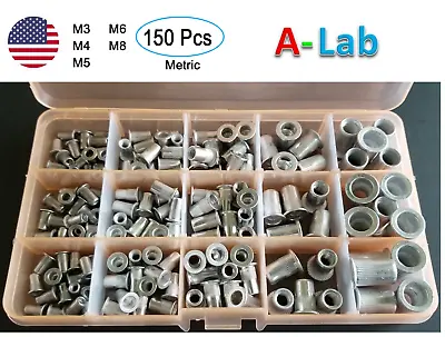 Aluminum Rivet Nut  Kit Metric Rivnut Nutsert Assort M3 M4 M5 M6 M8 Pack 150 pcs • $16