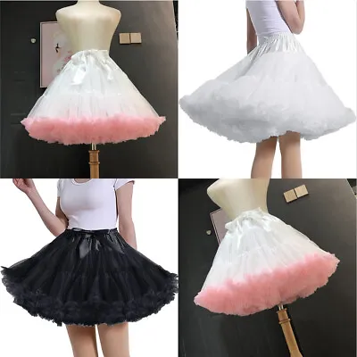Womens Lolita Petticoat Skirt Puffy Tutu Layered Ballet Tulle Dress Underskirt • £10.01
