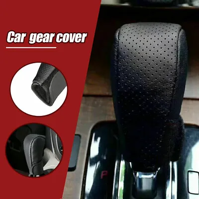 Black PU Leather Car Gear Hand Shift Knob Cover Handbrake Non-Slip Accessories • $8.10