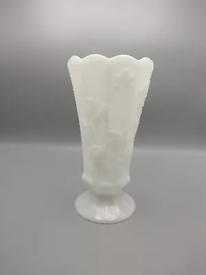 Westmoreland Milk Glass Paneled Grape 9 1/8” Footed Trumpet Vase • $12.99