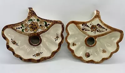 Tonala Pottery Candle Holders Mexico Unique Candlesticks Vintage Signed Cat Mex • $36