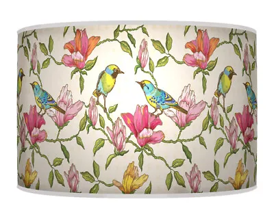 Garden Birds Blue Green Pink Pendant Drum Lamp Shade Handmade Lampshade Dz939 • £29.99