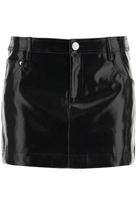 $260 • Buy NEW Staud Vegan Leather 'drawing' Miniskirt 412 4135 BLACK AUTHENTIC NWT