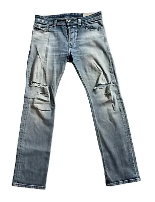 Diesel Safado Jeans Light Wash Denim Slim Straight Distressed 30x30 Fits 32x32 • $38.24