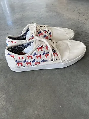 B34 TOMS Donkey Vote Democrat Sneakers Tom’s Flats Men’s Size 9.5 • $25.38