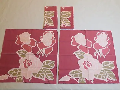 Vera Neumann Napkins Lot Of 4 Cloth Blush Pink Mauve Floral Roses Flower • $25