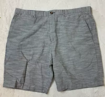 Merona Mens Chino Shorts Gray Heathered Flat Front Pockets Zipper Casual 42 • $13.99