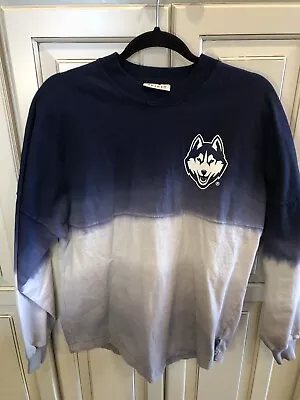 U CONN Huskies Mens Long Sleeve T Shirt Size S Spirit Jersey Blue Ombre • $22.99