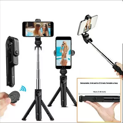 Telescopic Selfie Stick Bluetooth Tripod Monopod Phone Holder For IPhone Android • £9.45