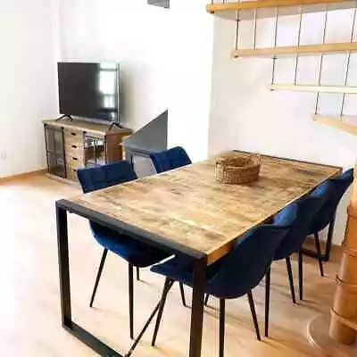 £334.78 • Buy Dining Table 180x90 Cm Solid Mango Wood Industrial Style Kitchen Itzcominghome