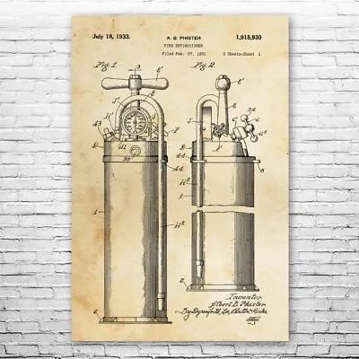 Fire Extinguisher Patent Poster Print 12 SIZES First Responder Volunteer Fireman • $12.95