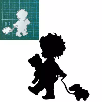 Metal Boy Walking Dog Cutting Dies Scrapbooking Blade Punch Embossing Stencils • $3.52