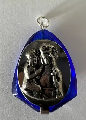 Locket Necklace-emblem - Saint Mary Holding Infant Jesus With Mini Rosary • $11