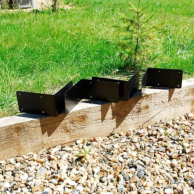 JUMBO CORNER Timber Railway Sleeper Brackets Planter Raised Bed Black Garden DIY • £11.45