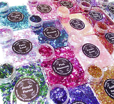 Chunky Glitter  Cosmetic Mixed Festival Face Eyes Body Tattoo Nails Pot Or Bag • £1.70