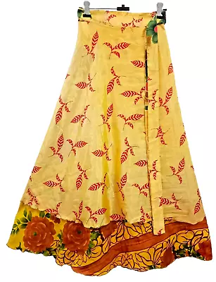 Women Silk Sari Recycled Magic Wrap Around Mini Skirt Reversible Maxi Vintage • $35.94