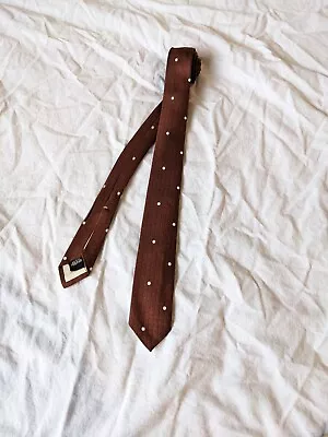 Vintage 60s Beletrutti Slim 100% SILK Skinny Neck Tie Polka Dot Brown Orange • $15