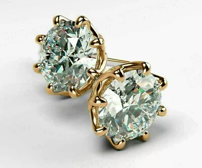 3Ct Round Lab-Created Moissanite Solitaire Push Back Earrings 14K Gold Finish • $31.79