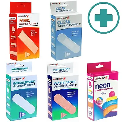 PLASTERS Waterproof/Fabric/Colour/Sensitive First Aid Dressing Set LARGE PACKS • £13.98