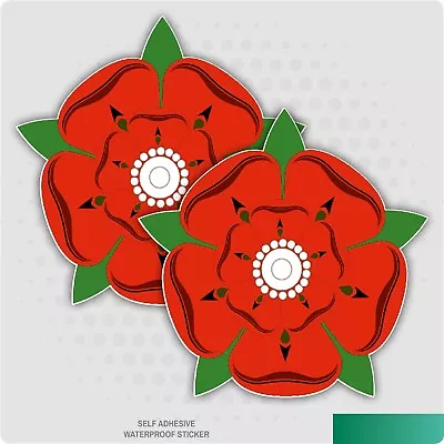 2 X RED ROSE OF LANCASHIRE SELF ADHESIVE STICKERS CAR VAN TRUCK TAXI LORRY • £1.93