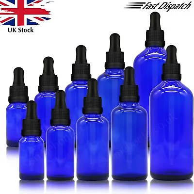 £6.95 • Buy BLUE Glass Bottles With Pipettes Dropper Oils Aromatherapy Eye Drops Bottle