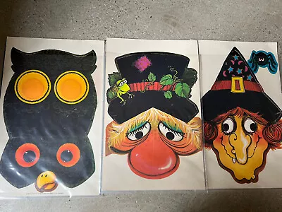 1979 UNPUNCHED Hallmark Halloween Die Cut Paper Masks Owl Hobo Witch Lot Of 3 • $19.99