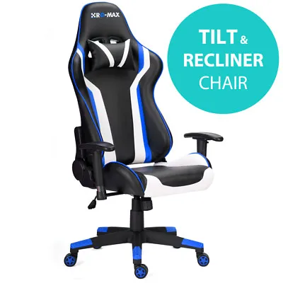 RG-MAX Gaming Chair Reclining Faux Leather Office Pro Racing PC – Blue • £499.99