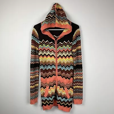 Missoni Target Girls Shirt XL Chevron Stripe Hooded Zip Up Cardigan Sweater • $10.95