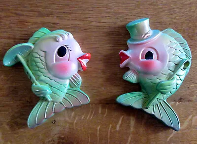 $45 • Buy Vintage 60's Era Miller Studio Chalkware Plaster Fish Wall Plaques