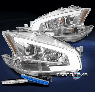 For 2009-2014 Maxima Led Tube Chrome Projector Headlights Lamp W/bumper Blue Drl • $296.95