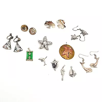 Vintage Sterling Silver Jewelry Nautical Pendant Earring Brooch Lot • $196.98