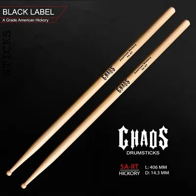 $20 • Buy Chaos 5A Round Tip Drum Sticks - Black Label