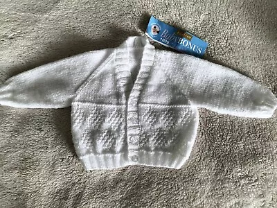 Babies Hand Knitted White Cardigan 3-6 Months • £6.70