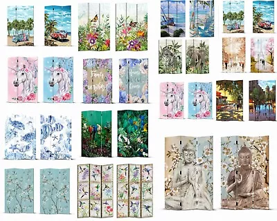 Room Divider 3 Panels Screen Foldable Privacy Screen Buddha Beach Bird Flower  • $134.95