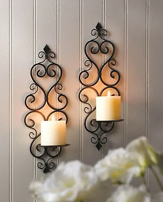 Sophisticated Attractive Black Finish Iron Fleur-De-Lis Wall Sconce Home D�cor • $37.47