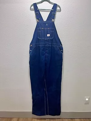 Round House Overalls Mens 46x34 Blue Denim Carpenter Hammer Loop Vtg Dark Wash • $28.99