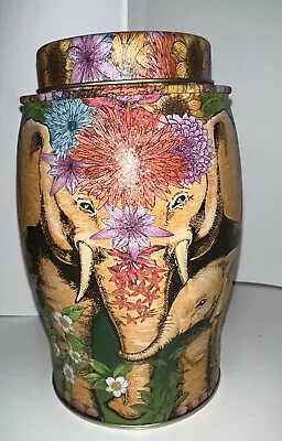 Williamson Tea England ELEPHANT Family Collectible Tea Tin Box Empty Floral • $16