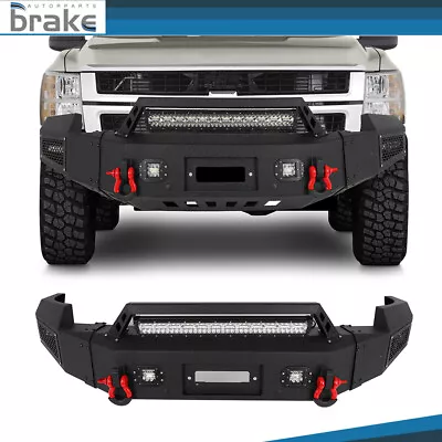 Front Bumper W/Winch Plate Light Steel For 07-2010 Chevrolet Silverado 2500 3500 • $801.78